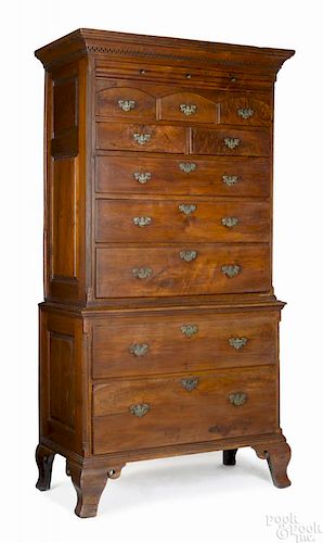 Important Chester County, Pennsylvania Queen Anne walnut ''Octorara'' chest on chest, ca. 1760