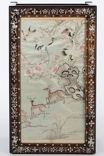 4269382: Chinese Hardwood Panel with Embroidery, Mounted as a Table E1REC