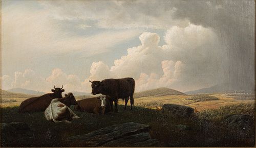 4269386: Eliphalet Terry (New York/Connecticut, 1826-1896),
 Cows in a Field, Oil on Canvas, 1868 E1REL