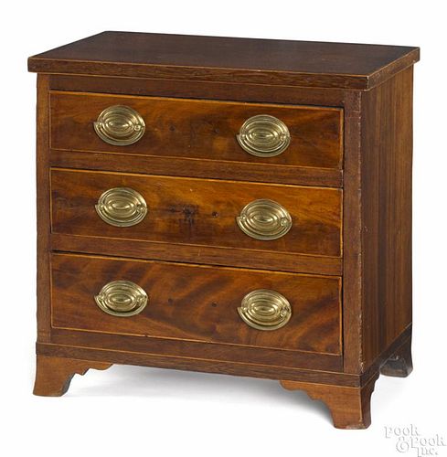 Miniature Pennsylvania Federal mahogany chest of drawers, ca. 1810, 15 1/4'' h., 14 3/4'' w.