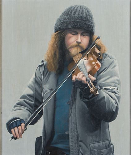 4269439: Max Ferguson (NY, B. 1959), The Violinist, Oil
 on Canvas, February 1980 E1REL