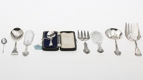 4269441: 8 Sterling Silver, Coin Silver and Silverplate
 Serving Articles, Including Vanderslice & Co. E1REQ