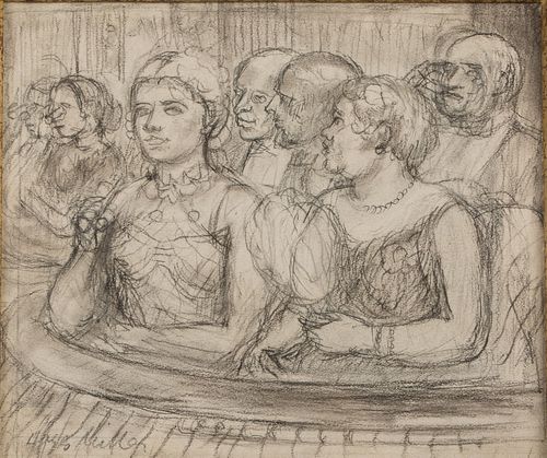 4269443: Kenneth Hayes Miller (CA/NY, 1876-1952), The Box
 Party, Pencil on Paper E1REL