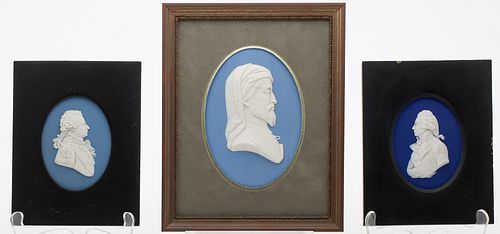 4269466: 3 Wedgwood Jasperware Portrait Plaques, 19th Century E1REF