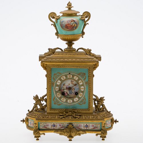 4269474: Sevres-Style Porcelain and Gilt-Metal Mounted Mantle
 Clock, 19th Century E1REG