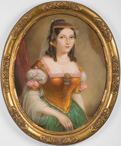 4269480: European School, Oval Pastel Portrait, 19th Century E1REL