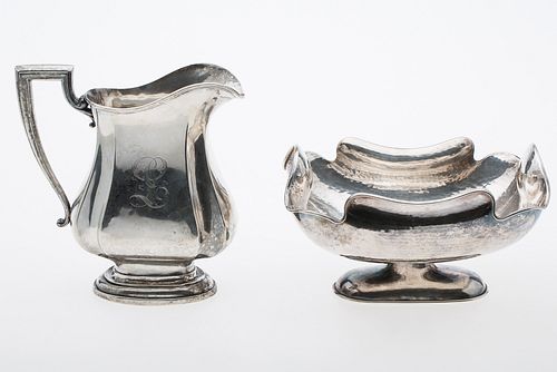 4269494: Sterling Silver Water Pitcher and Shaped Bowl E1REQ