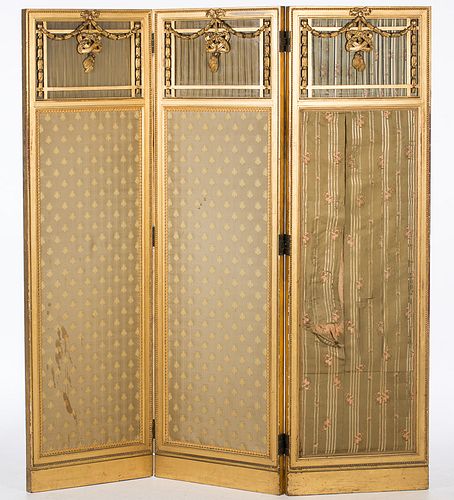 4269513: Louis XVI Style Giltwood and Glass Inset 3 Panel
 Screen, 19th/20th Century E1REJ