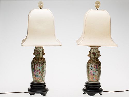 4269523: Two Similar Famille Rose Vases, Now Mounted as Lamps E1REC
