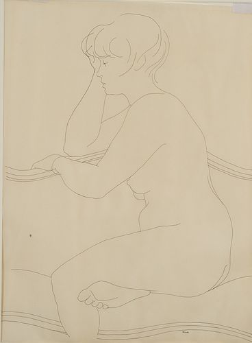 4269530: Joseph Hirsch (New York, 1910-1981), Seated Nude
 Woman, Pen and Ink on Paper E1REL