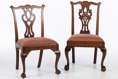 4269563: Two Chippendale Mahogany Side Chairs, 18th Century E1REJ