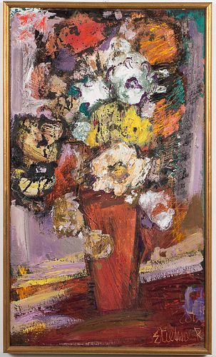 4269575: Etienne Ret (French, 1900-1996), Floral Abstract, Oil on Board E1REL