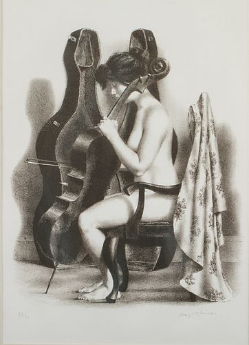 4269584: Joseph Hirsch (New York, 1910-1981), Woman with Cello, Lithograph E1REO