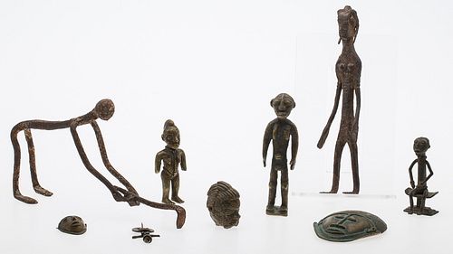 4269586: Group of 9 African Figural Metal and Stone Articles E1REA