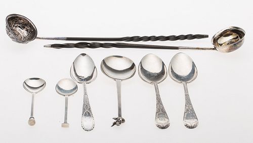 4269592: 6 English Sterling Silver Spoons and 2 Ladles E1REQ