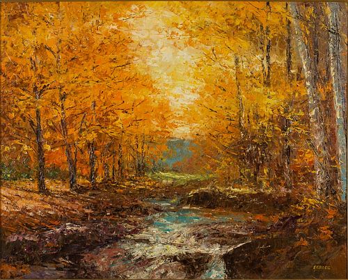 4269610: Massra Egroeg (New York, 20th Century), Autumn
 Landscape, Oil on Canvas E1REL