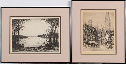 4269627: Margaret Manuel (NY/Scotland, 20th Century), Northport
 Harbor-Long Island, Etching and Another E1REO