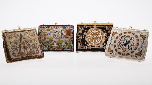4269643: Group of 4 Petit-Point Evening Purses, 20th Century E1REH