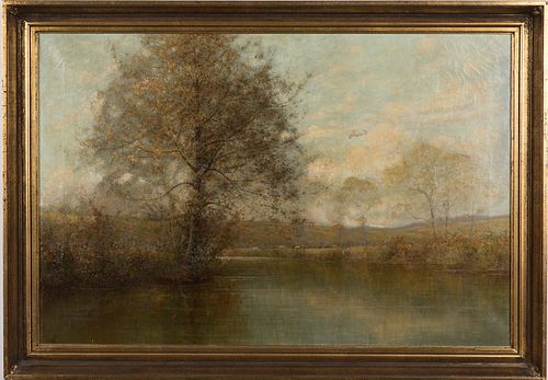 4285888: Attributed to Alfred Townsend (United Kingdom,
 1846-1917), A Bend of a River, Oil on Canvas E1REL