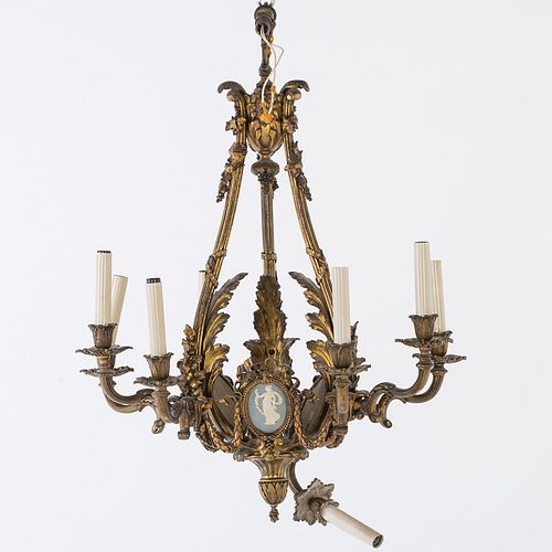 4285890: Louis XV Style Gilt-Metal Chandelier with Jasperware
 Plaques,19th Century E1REJ