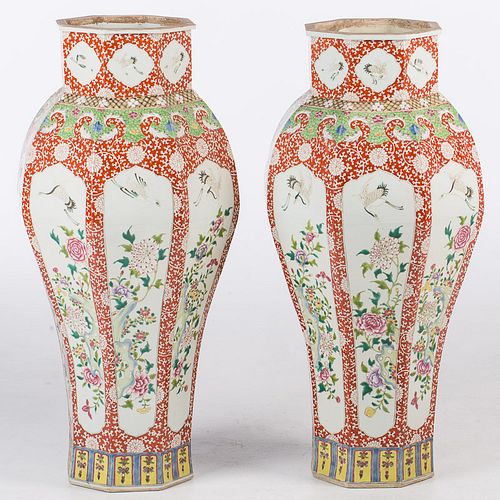 4285950: Two Similar Large Chinese Famille Rose Vases, Modern E1REC