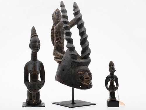 4286025: Group of 3 African Yoruba Wood Carvings E1REA