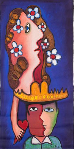 4286039: Jose Antonio Fuster (Cuba, B. 1946), Male and Female
 Figure, Acrylic on Canvas, 2013 E1REL
