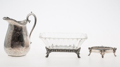 4286085: Group of 3 Silverplate and Glass Articles E1REQ
