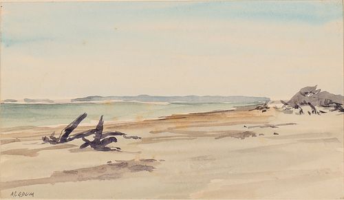 4058161: Martha Odum (Georgia, 1917-1995, Ossabaw South
 Beach, Watercolor on Paper E8RDL