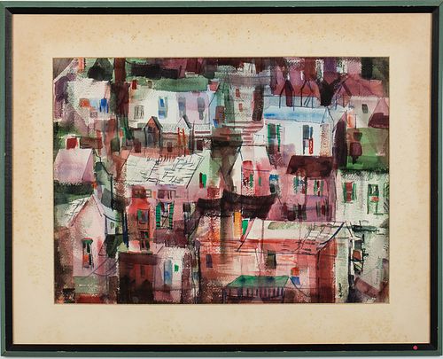 4058215: Garver Miller (American, 20th Century), Houses, Watercolor on Paper E8RDL