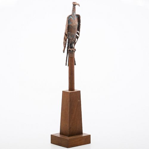 4058206: Siegfried, Metal Bird Sculpture on Wood Base E8RDL