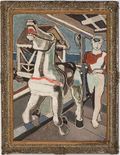 4058132: Eric Isenburger (New York, 1902-1994), Roar of
 the Wooden Horse, Oil on Canvas E8RDL