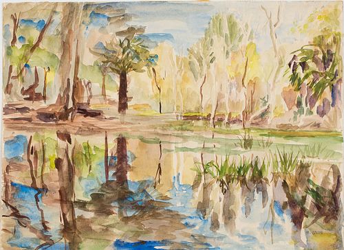 4058140: Martha Odum (Georgia, 1917-1995), Easter Reflections
 Ossabaw Island, Watercolor on Paper E8RDL