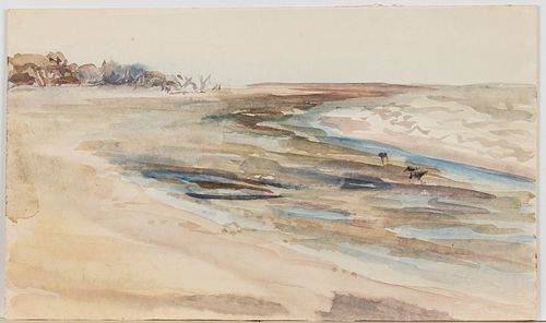 4058117: Martha Odum (Georgia, 1917-1995), Ossabaw Beach, Watercolor on Paper E8RDL