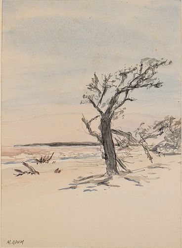 4058173: Martha Odum (Georgia, 1917-1995), South Beach Ossabaw
 Island, Watercolor and Pen on Paper E8RDL