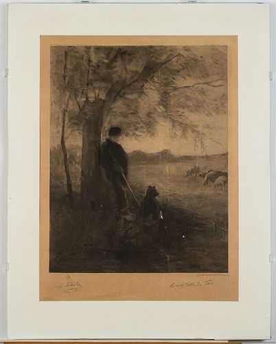 4058205: Josef Israels (Netherlands/Holland, 1824-1911),
 Hunting Scene, Etching E8RDO