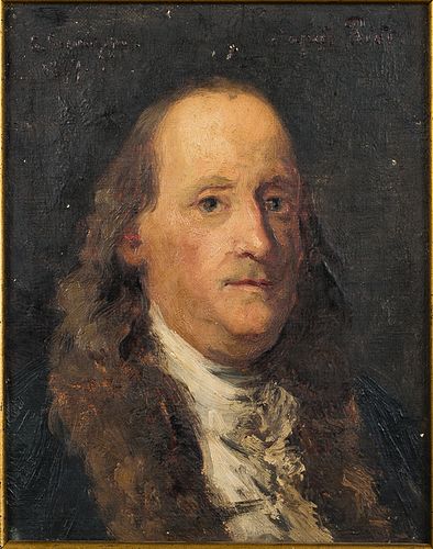 4058242: Sophie Schaeppi (1852-1921), Copy of a Portrait
 of Benjamin Franklin, Oil on Canvas, 1877 E7RDL