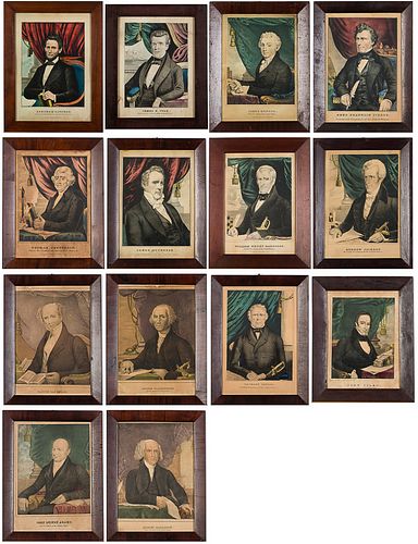 4058249: Group of 14 Handcolored Lithographs of Presidents,
 Currier & Ives and Others E7RDO