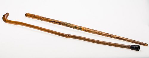 4058304: Carved Civil War Memorial Cane, Circa 1889 and Another Carved Cane E7RDJ