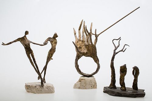 4058316: Group of 3 Emmanuel Scarnicci Gilt Metal Sculptures E7RDL