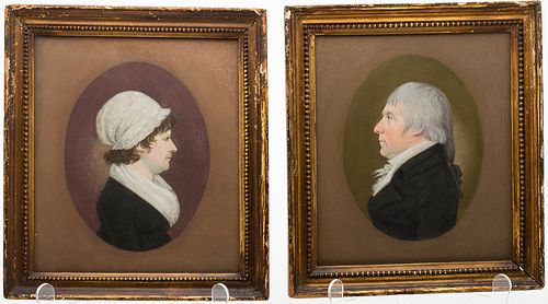 4058335: Unsigned, Possibly the Sharples Family, Pair of
 Portraits, 18th/19th Century E7RDL