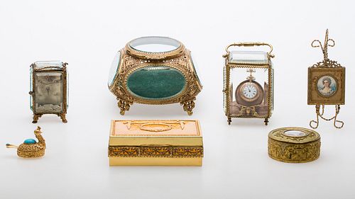 4058354: 7 Gilt Metal Table Articles and a 14K Gold Ladies
 Watch, 19th Century and Later E7RDJ
