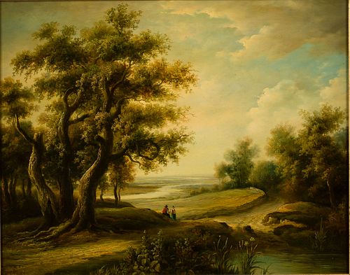4058368: Humphrey, Rural River Landscape, Oil on Panel, 20th Century E6RDL E7RDL