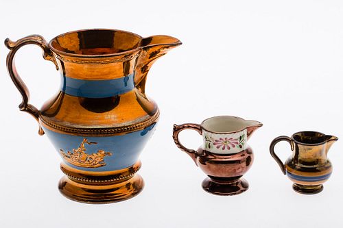 4058394: 3 American Copperware Pitchers of Varying Size E6RDF E7RDF