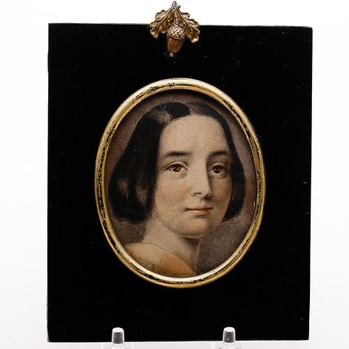 4058398: American School, Portrait of Ann Caroline Coleman,
 Watercolor on Paper, 19th Century E7RDL