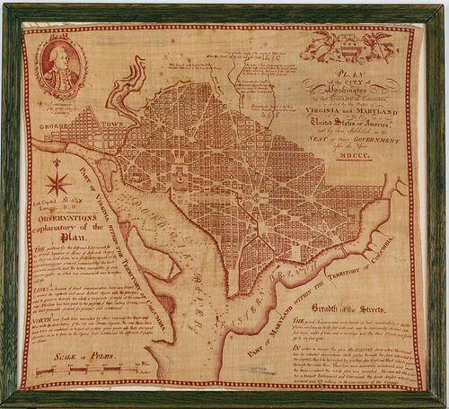 4058406: Andrew Ellicott Printed Cloth Map of Washington, D.C. E7RDJ