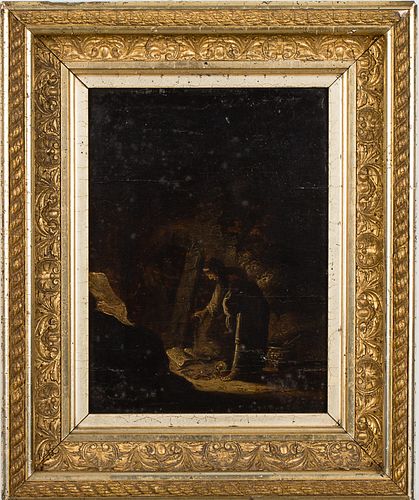 4058407: Unsigned, The Alchemist, Oil on Wood Panel, 19th Century E7RDJ