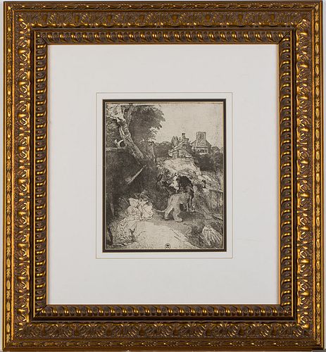 4071074: After Rembrandt, St. Gerome with Lion, Reproduction E7RDO