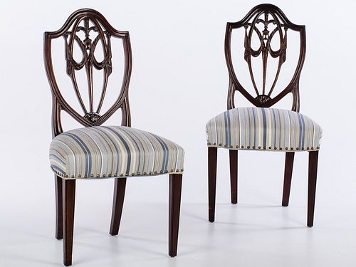 4071113: Pair of George III Style Mahogany Shield Back Side
 Chairs, 20th Century E7RDJ