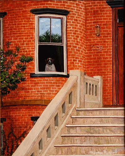5394003: Preston Russell (GA, b. 1941), Darby at The Window
 of 205 E. Gaston, Oil on Canvas EE7RDL